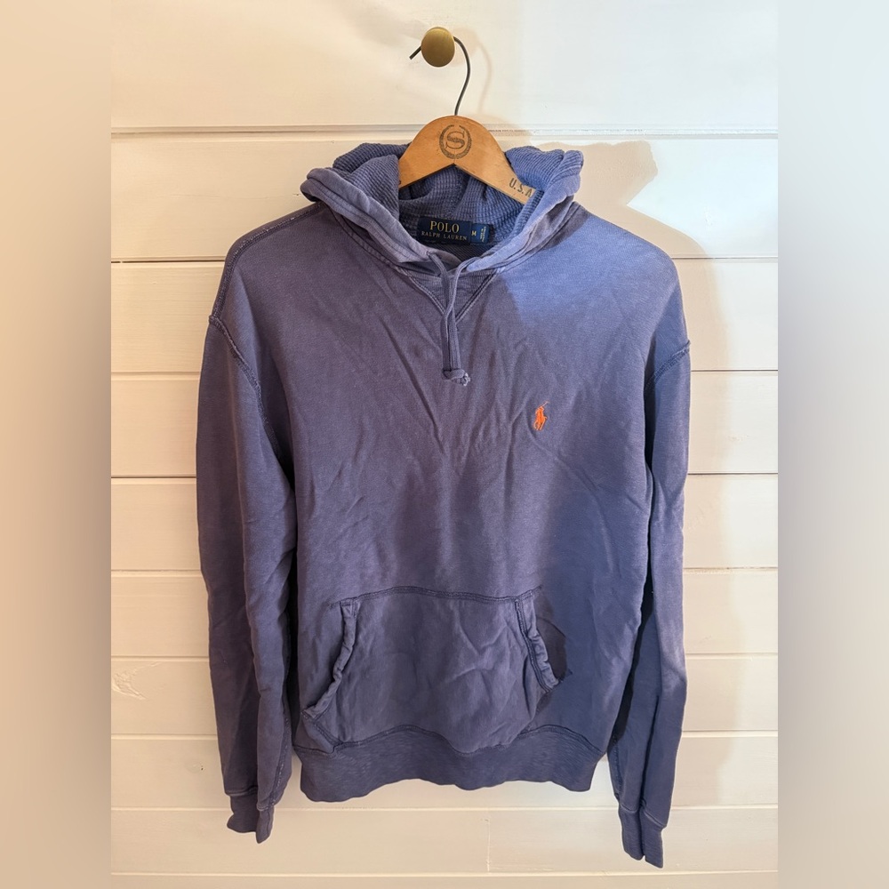 POLO Ralph Lauren Sweatshirt Men's MEDIUM Blue Hoodie Pony Long Sleeve Pullover